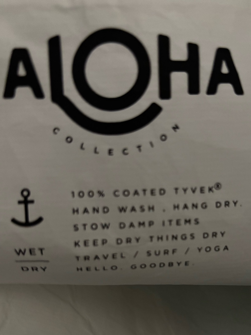 ALOHA Collection Black Tote with White Wave Print and Light Blue Lining - Picture 2 of 12